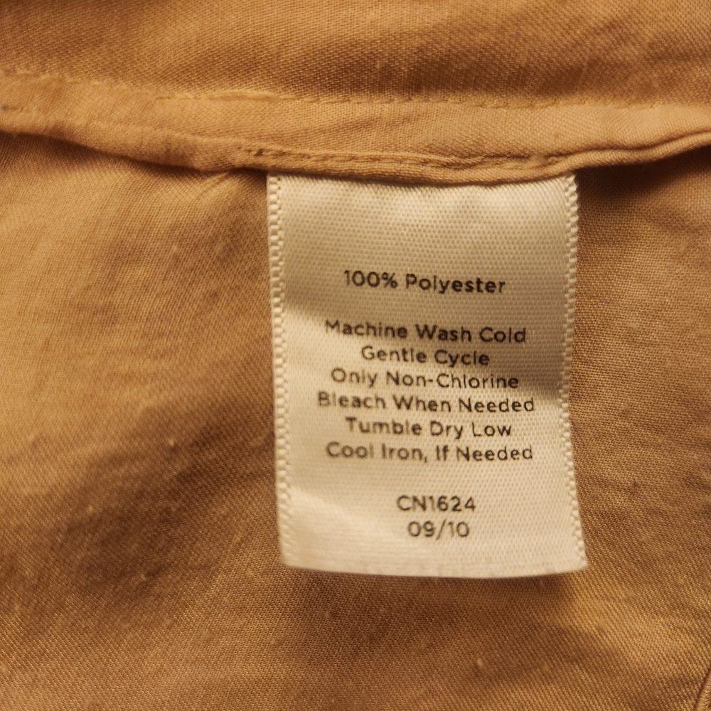 Talbots Champagne Button Down Back Satin Ruffleneck Short Sleeve Blouse Size L - Picture 3 of 10
